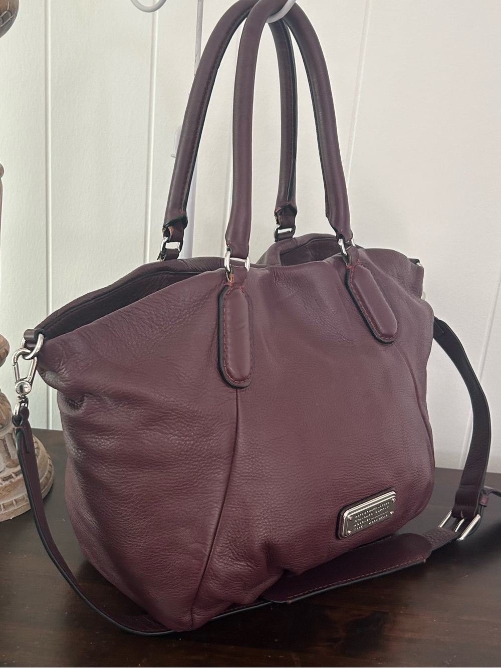 Marc by Marc Jacobs Burgundy Pebbled Leather Large Satchel Crossbody Bag - Picture 5 of 14